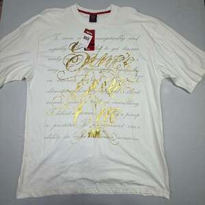 Mecca USA Vintage Y2K Gold Foil Script Graphic T-Shirt 4X NWT